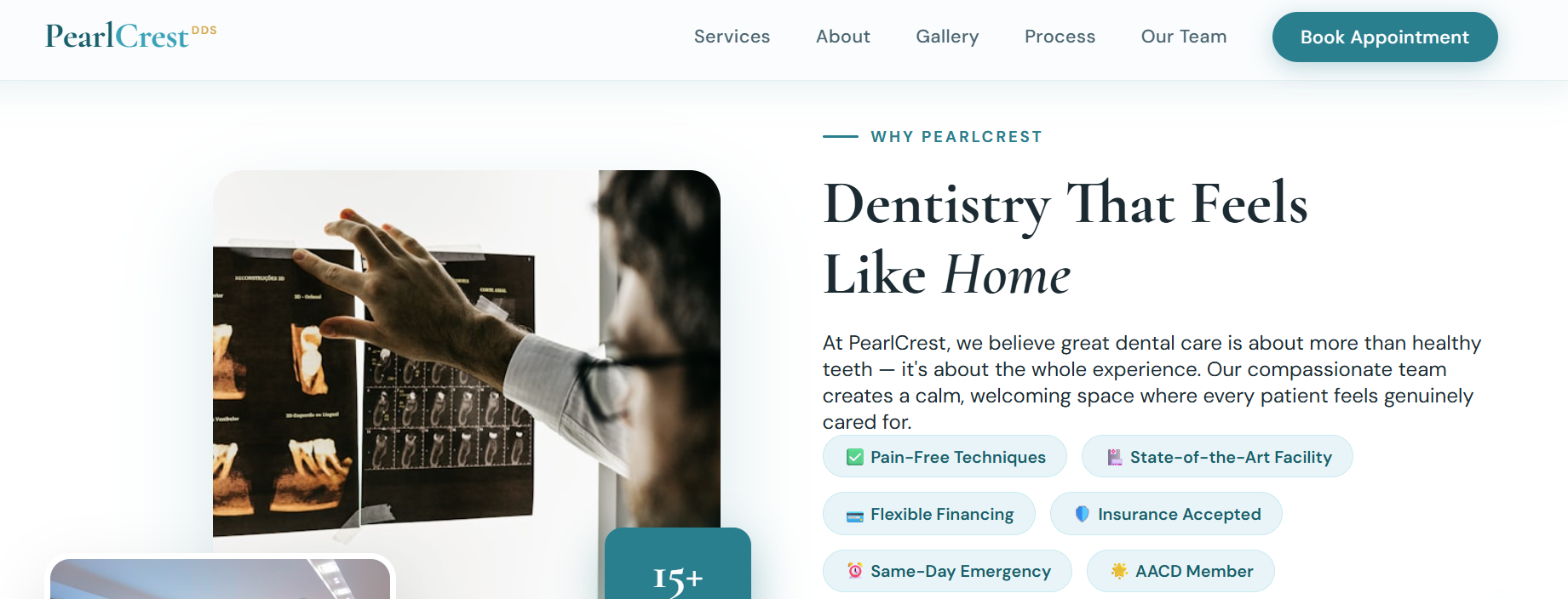 Pearl Crest dental website preview